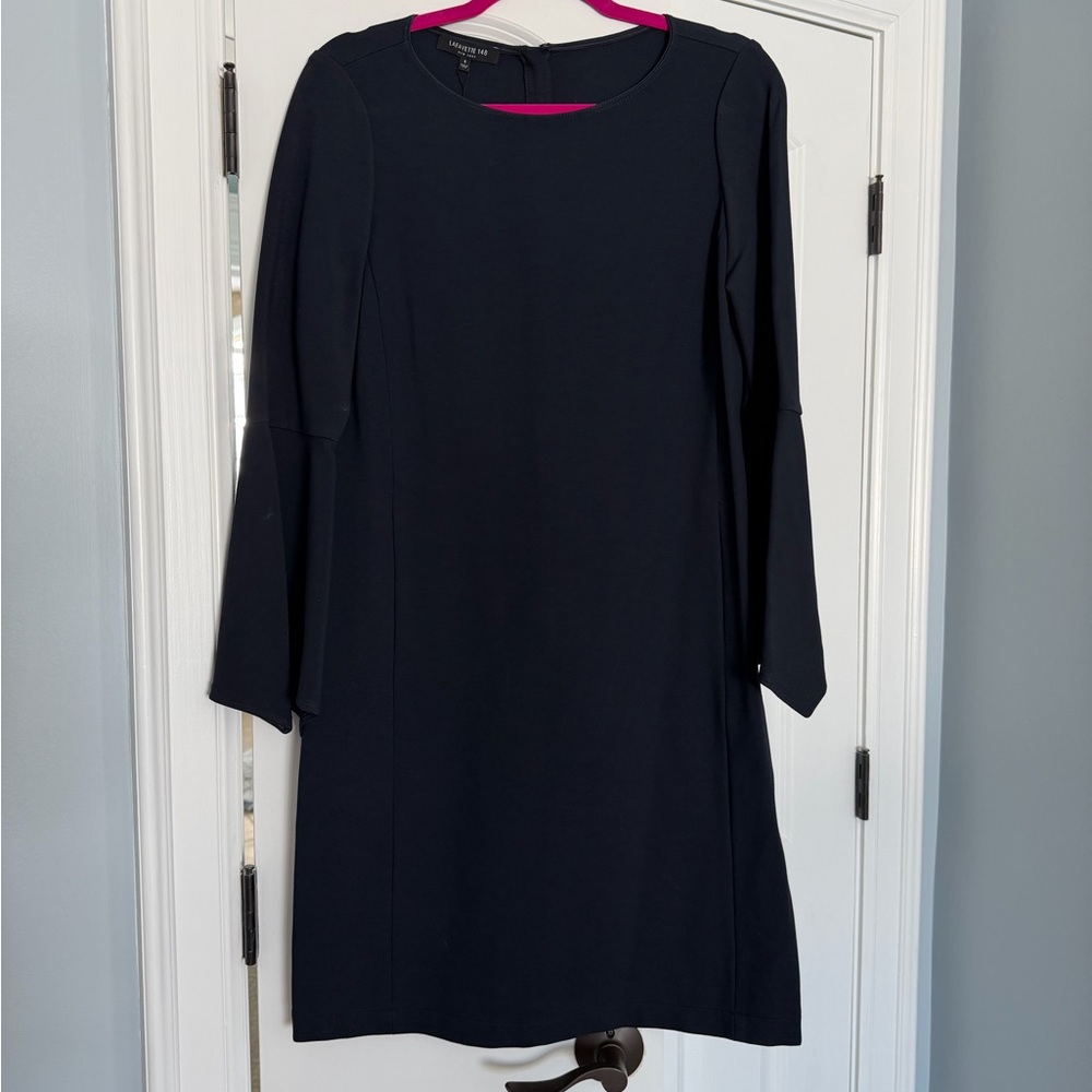 Lafayette 148 New York Navy Blue Long Sleeve Dress